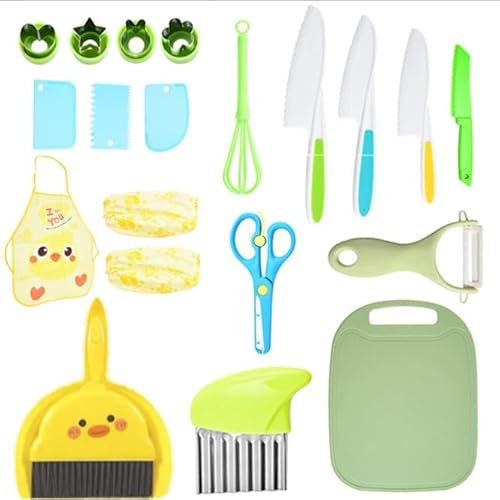 Azyvum Kit Couteau sécurité de Cuisine pour Enfants - 20 Pièces Couteaus Enfants pour couper et cuire des fruits ou légumes | Couteau Enfant qui ne Coupe pas, Couteaux enfants à partir de 2 ans