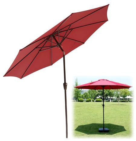 HAOKKV Ombrellone Da Esterno Con 8 Stecche, UPF 50+, Doppia Inclinazione A 45°, Senza Base, Per Mercato, Terrazza, Spiaggia, Ristorante All'aperto(Wine red)