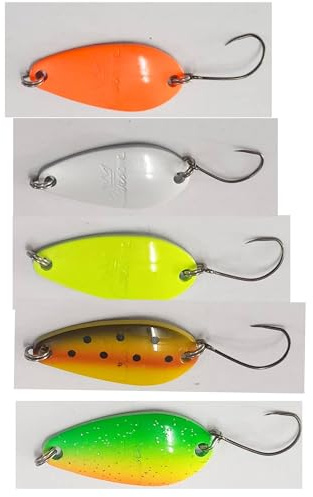 ondulanti spoon pesca canna trota lago trout area cucchiaino artificiale kit 5 pezzi 3 grammi