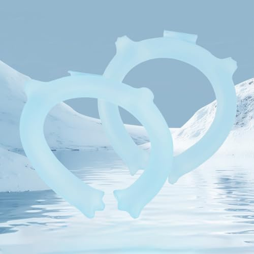 2 Pcs Ice Cooling Neck Ring, Instant Cooling Ice Collar, Reusable TPU Neck Cooler Ring for Heat Relief, Wearable Cooler for Summer, Outdoor Sports, Office, Daily Use for Adults & Kids (Blue)