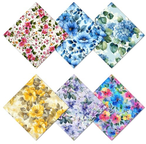 CREATCABIN 6 Packung Verdicktes Brillenputztuch Buntes Blumen Ranken Design Mikrofaser Reinigungstuch Mehrfarbige Brillenputztücher Weiche Tücher Für Wiederverwendbare Handybildschirme 15.5x15.5cm