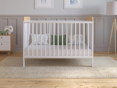 Love For Sleep Cuna de Madera para bebé 120x60 cm Blanco-Pino – Convertible en Cama Infantil – Altura Ajustable – Cuna evolutiva para recién Nacido y niño pequeño