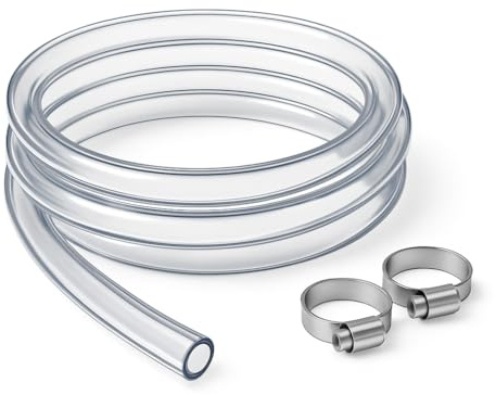 12mm x 15mm Clear PVC Tubing Pipe Hose for Home Garden Watering Pump Transfer with 2 Clips 5 Metre (16.40 Ft)