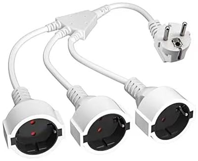 Verlängerungskabel mit 3 Steckdosen 3 in 1 Steckdosenadapter mit Flexible Kable 3 Fach Steckdosen Stromkabel Schutzkontakt Verlängerungskabel Für Outdoor Zuhause,Küche, Büro Weiß, 250V16A IP20