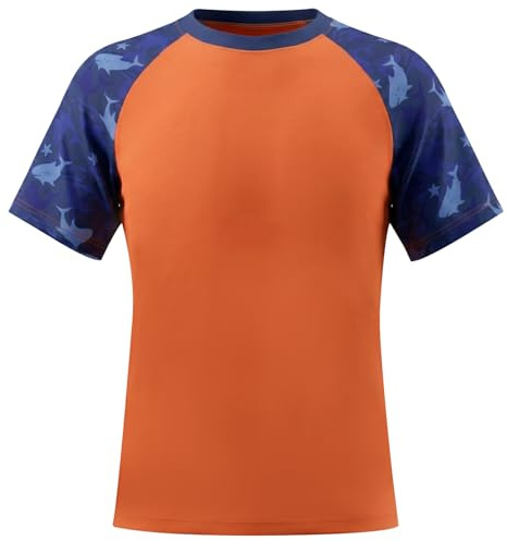 Valcatch Kids Rash Vest Short Sleeve Swim T Shirt, Ages 4-16 Years | UPF50+ sun protection guard, boys girls stretch quick-dry top for beach, pool, summer, spring, autumn, winter water sports