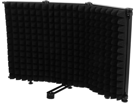 DECOMELODY Panneau d’isolation acoustique pliable pour microphone noir, filtre de microphone anti-vent et absorption du son, écran de protection 3 volets idéal studio et enregistrement vocal