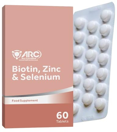 Biotin Complex + Zinc & Selenium Supplement 60 Tablets for Hair Growth - Men & Women - Powerful Trio - Vegan & Vegetarian - Made in UK