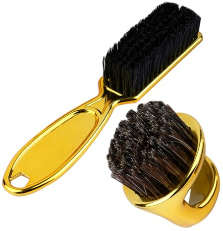 Veemoon Cepillo para Cortar el Pelo y Limpieza de Barba 2 Unidades Tamaño Medio Mango Anillo para Hombres Cuidado Personal Salón Peluquería Uso Profesional