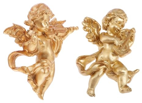 Levemolo Escultura de Ángel Colgante de Resina Europea, Juego de 2 Piezas (a B), Figura Decorativa para Pared, Estatua Artística para Decoración del Hogar y Fotografía, Talla Artesanal