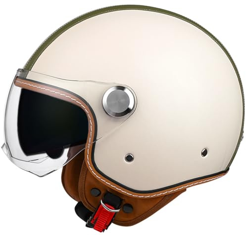 Caschi Moto Vintage, Unisex Casco Retrò 3/4, Casco Moto Jet ECE Omologato, Caschi Semi Aperto, Doppia Visiera Caschi Scooter Casco A Scodella Uomo, Caschi Da Moto Leggero 5,M=54-56cm