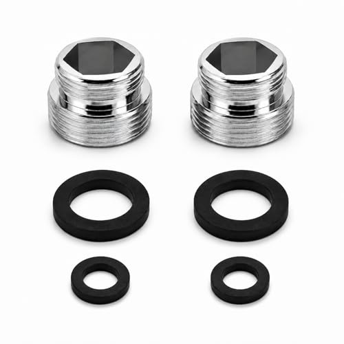 FortWeal Faucet Adapter Kit, M18 to M22 Male Thread Faucet Adapter, Brass Tap Aerator Connector for Kitchen Sink Taps, Water Filters, Hose and Sprayers, Universal Converter, 2 Pack