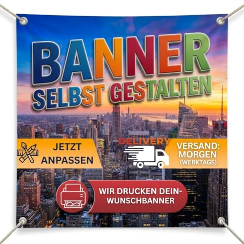 Pixadruck PVC Banner individuell bedruckt | Werbebanner wetterfest mit Ösen | Wunschdruck für Werbung Events Baustelle Hochzeit Messe | UV-beständig für Innen & Außen