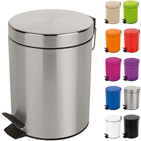 Spirella - Treteimer aus Edelstahl SYDNEY - Modernes Design, Einfache Öffnung, Herausnehmbarer Inneneimer - Badezimmer- oder Küchenzubehör - Gebürstet - 5L