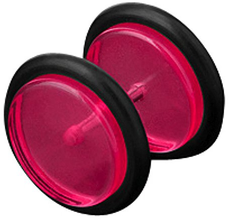 Piercingfaktor UV Ohrring Ohrstecker Fake Piercing Ohr Plug Flesh Tunnel Ohrpiercing Kunststoff Platte Stecker 8mm Pink