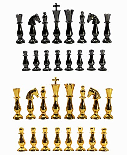 StonKraft Collector Edition Messing Schachfiguren Schachmann Schachmünzen Spielfiguren (8,9 cm Klassisch)