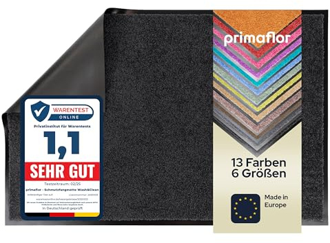 Primaflor Schmutzfangmatte Clean | 90 x 120 cm | Schwarz | 9 mm hohe Polyamid-Oberfläche mit Vinylrücken, Cfl-s1 und schwarzem Rand für Eingang, Flur und Tür