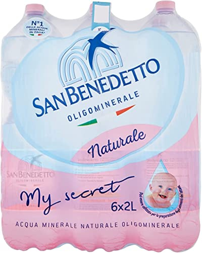 Confezione Acqua San Benedetto 2 lt plastica x 6 pz | Liscia e leggera, fonte alpina; sin gas, perfecta para uso diario, deporte y mesa, peso neto total 12 l