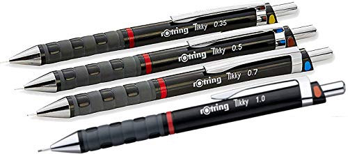 Rotring Tikky Druckbleistift, 4-teiliges Set, Schwarz, 1