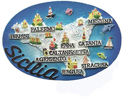 Magnete da frigorifero a forma di mappa della Sicilia, calamita 3D per frigorifero, souvenir, idea regalo per la casa e la cucina, calamita da collezione