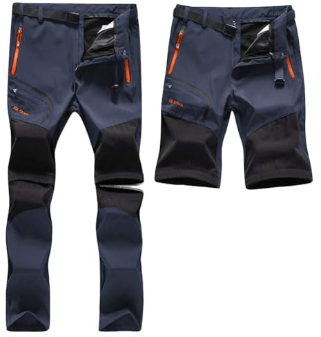 SANMIO Herren Wanderhose Zip Off Atmungsaktiv Wasserdicht Softshellhose Outdoor Funktionshose Trekkinghose Entfernbar Schnell Trockend (mit Gürtel)