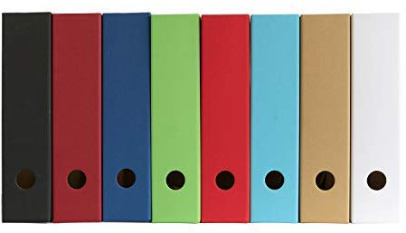 5 x PresentFill® Stehsammler Rubin Rot Zeitschriftensammler Stehordner für DIN A4 Format aus umweltfreundlichen 100% Recycling Karton - Made in Germany für Schreibtisch, Archiv und Aufbewahrung