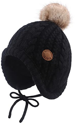 XIAOHAWANG Baby Wintermütze Mädchen Jungen Warm Strickmütze mit Pompom Niedliche BabymüTZE Herbst,Winter