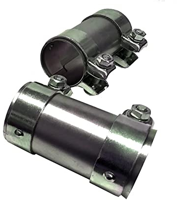 Conector de tubo + abrazadera doble para tubo de escape universal, 125 mm de longitud, diámetro de 43 mm, 265 – 125