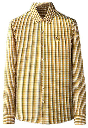 Printemps et Automne Chemise à Manches Longues pour Homme Jaune Plaid Slim Fit Sans Repassage, jaune, Taille 3XL