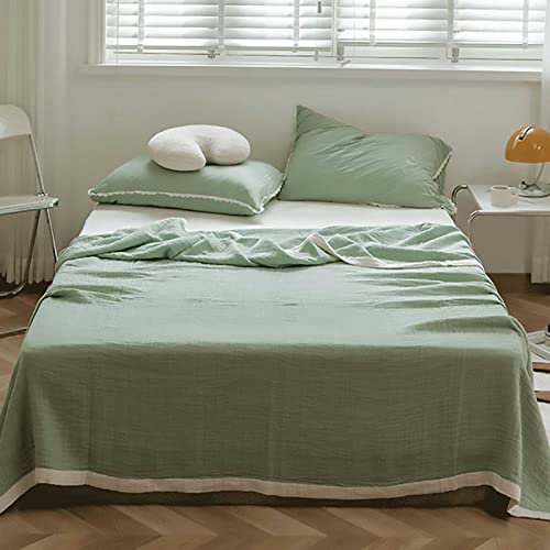 XQKXHZ Leichte Sommer Decke, Grüne Musselin Baumwolle Sommerdecke 200X230cm Für Erwachsene Und Kinder, Leichte Atmungsaktive Reversibel Sofadecke Babydecke Kinderdecke