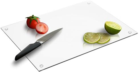 Muldale Worktop Protector Clear Heat Resistant - Toughened Kitchen Worktop Saver Non Slip - Glass Chopping Board - Great for Counter Top - 40cm x 30cm