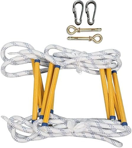 Rettungsleiter für Abfluss, 5 m, Rettungsleiter, rutschfest, Rettungsseil, Notfalltreppe mit Haken, Karabiner, Rettung, Klettern, Flucht