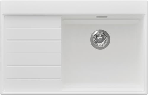 PRIMAGRAN Fregadero Cocina Blanco 78x50cm, Granito 1 Seno + Sifón, Sobre encimera al mueble 50cm - Sydney S299