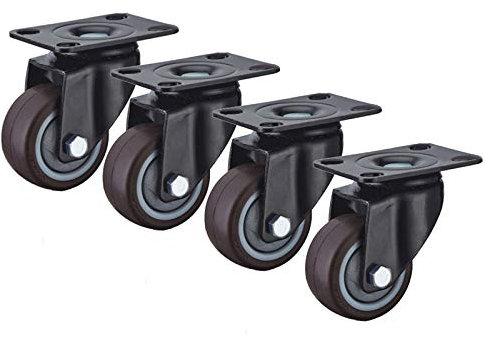 OITTo Ruedas giratorias con Base de Goma, Placa Superior de 360°, Ruedas para Muebles con Frenos, Carga de 120 kg, rodamiento de Bolas/Servicio Pesado, 2 pulgadas/50mm