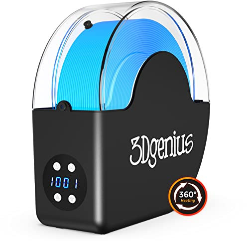 3Dgenius Boîte de séchage pour filament d'imprimante 3D en nylon, ABS, PETG, PLA avec chauffage à 360° et ventilateur, compatible avec filaments de 1,75 mm et 2,85 mm