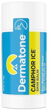 DERMATONE Camphor Ice | Balm for Dry, Cracked and Chapped Skin | Lips, Hands, Feet | Skin Repair | Sunburn | Bug Bites | Minor Burns | Soothing Vapors | Nasal Congestion, 1 oz stick