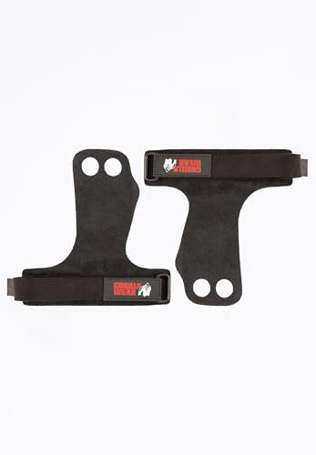 Gorilla Wear 2-Hole Leather Lifting Grips Bodybuilding Fitness Griffkraft Unterstützung Leder (M)