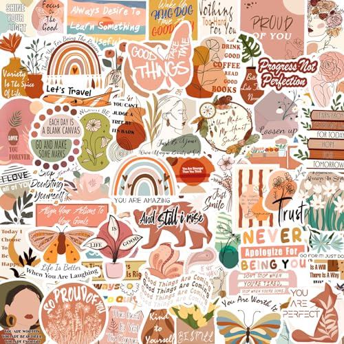 200pcs Vintage Inspirational Motivational Stickers for Adults Teens Teacher | Positive Vinyl Waterproof Boho Aesthetic Stickers for Water Bottles Laptop Scrapbook Journal Kindle,Vision Board Supplies