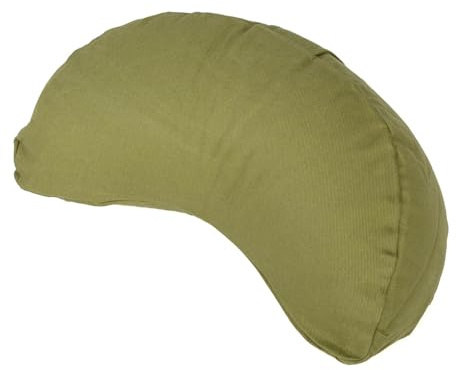Bodhi Meditationskissen Halbmond Mini | Yogi MOND ECO | 100% Bio-Baumwollbezug | Yogakissen halbmondförmig mit Buchweizenfüllung | Halbmondkissen für Yoga & Meditation | lodengrün
