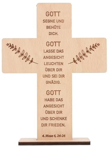 Spruchreif | Holzkreuz mit Gravur | Holzaufsteller Kreuz | Geschenke aus Holz | Christliche Geschenk | Geschenk Konfirmation | Kommunion | Taufe | Firmung