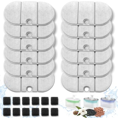 Kigniote 12 Filter für Petlibro Capsule PLWF002 2.1 L Katzenbrunnen | inkl. 12 Ersatzfilter mit Harz und Aktivkohle und 12 Schwämme