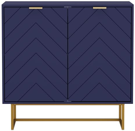 UEV Byrå med 2 dörrar, skänk med fötter och justerbara hyllor, köksskåp, sideboard, universalskåp för vardagsrum, matsal, hall och sovrum, 80 x 40 x 77,5 cm, blå