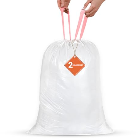 40 x 50L White Drawstring Bin Bags | 20 Micron Medium-Duty Refuse Sacks | 2 Rolls (20 Bags Each) | Easy-Tie Drawstring for Home, Office & Hospitality – Just Bin Bags