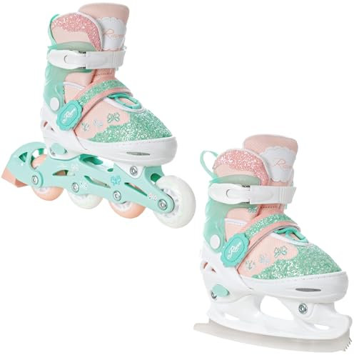 RAVEN 2-i-1 skridskor, Inline-skridskor, inlines, för barn, flickor, justerbara (Mireia, 27–30 (16,5 cm–18,5 cm))