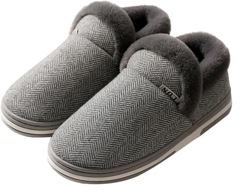 Zapatillas de estar por casa para mujer, cerradas, de felpa, botas de invierno, cálidas, planas, de casa, antideslizantes, de invierno, unisex, para el hogar, de fieltro, tallas 35-40, gris, 39 EU