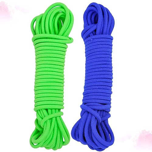 WOONEKY 2stücke Springseil Für Junge Mädchen Langes Elastisches Seil Mit Gummiband-spielzeug Für Outdoor-aktivitäten Und Schulgebrauch Grün Blau