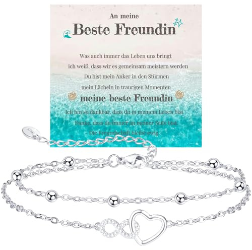 Jbniuay Fußkettchen für Damen 925 Sterling Silber - Infinity Herz Fußkette - Damen Fußkettchen - Fußkette Verstellbare 23+5cm - Geschenke für Frauen/Mädchen/mama/mutter (bff geschenke)