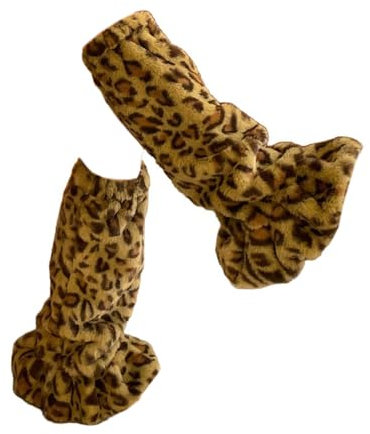 Whakano Modische Leopard Beinwärmer Damen,Winter Beinstulpen Flauschige,Lange Stulpen,Beinlinge Strumpf,Leg Warmers,für Motto Party Fasching Karneval Party-Kostüme Cosplay,1 Paar,Grün