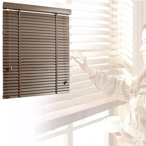 Generisch Echtholz Jalousien, Jalousette 45cm 50cm 60cm 70cm 80cm 90cm 100cm 110cm 120cm Breite Sonnenschutz/Sichtschutzvorhänge, Horizontal Fensterjalousie(W 150 x H 220cm)