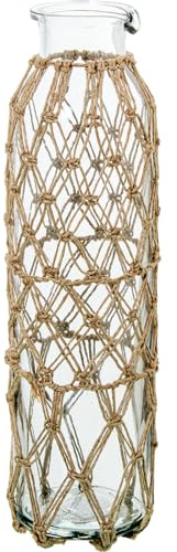 JARRÓN BOTELLA 30CM CRISTAL C/CUERDA_°8X30CM