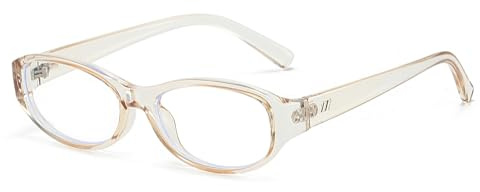 LJCZKA Lunette Anti Lumiere Bleue Ovale pour Femme Homme, Petite Ovale Oeil de Chat Lunettes Ordinateur Anti Fatigue pour Jeux, Lecture et Texing (Champagne)